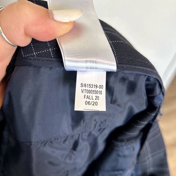 Banana Republic Logan Trouser-Fit Wool-Blend Pant Career Size 8S Blue Plaid - Picture 15 of 16